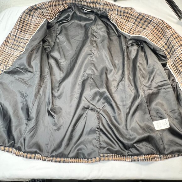 Deluc Maverick Blazer Plaid Oversized Preppy Coat Brown tan Black Large - Picture 12 of 14